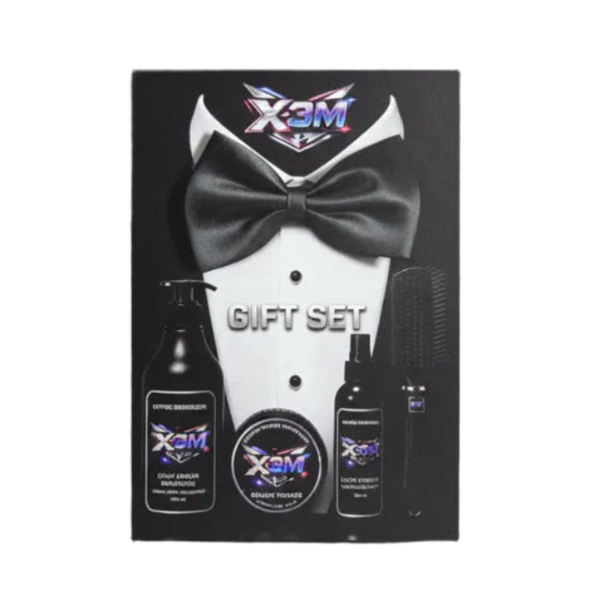 Set Cadou X-3M ( sampon+pomada puternica+fixativ lichid+perie )