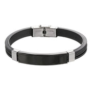 Bratara Punk Twist, Barbati, Tija Metalica, Silicon, Negru