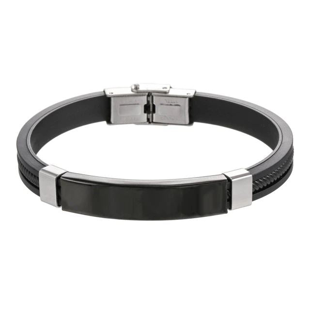 Bratara Punk Twist, Barbati, Tija Metalica, Silicon, Negru