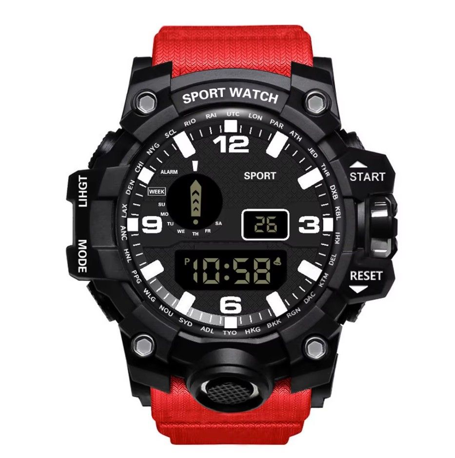 Ceas Digital pentru Barbati, Stil Sportiv, Rosu